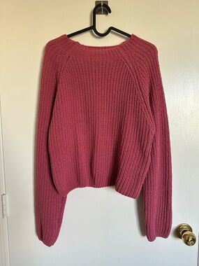 Streetwear Society Vintage Rose Scoop Neck Chunky Sweater